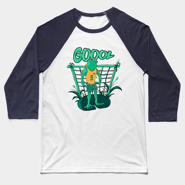 Frog - Soccer Player Baseball T-Shirt by NathanRiccelle